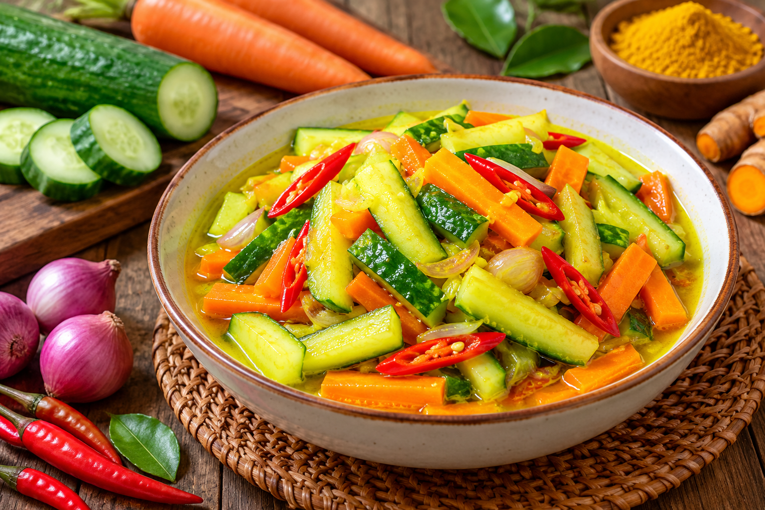Resep Acar Timun Wortel Bumbu Kuning yang Segar dan Gurih, Praktis Dibuat untuk Pelengkap Makan
